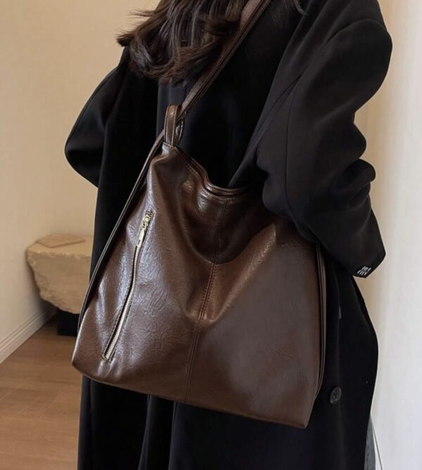 Borsa marrone ecopelle - immagine 2