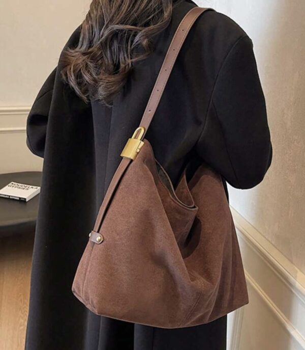 Borsa marrone scamosciata - immagine 3