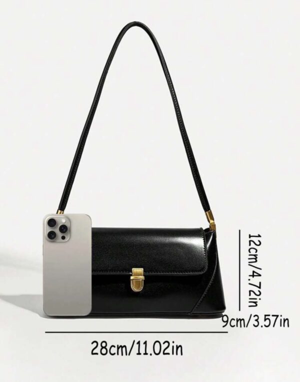 Borsa nera similpelle a spalla - immagine 4