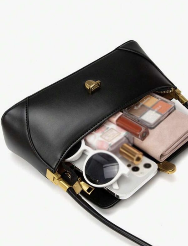 Borsa nera similpelle a spalla - immagine 3
