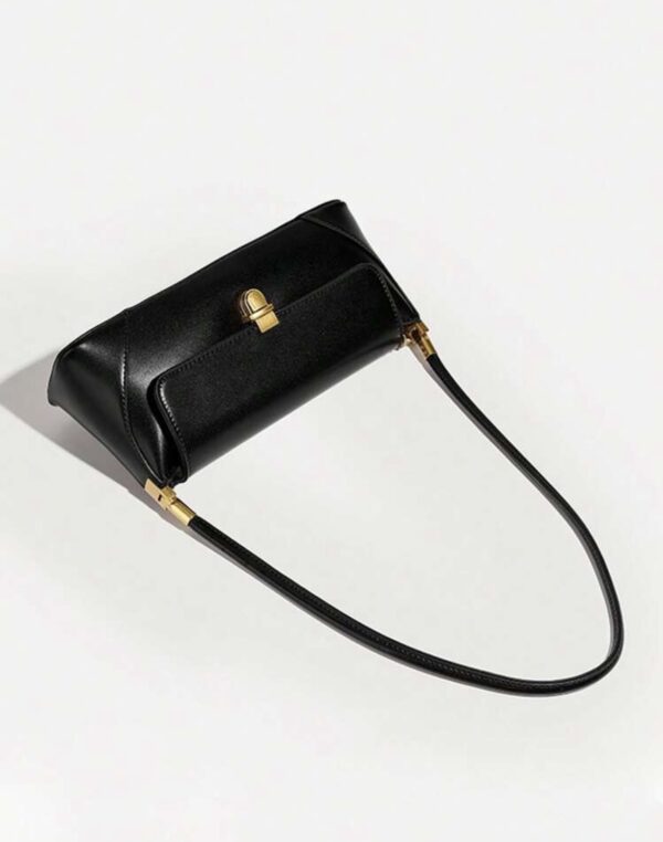 Borsa nera similpelle a spalla - immagine 2