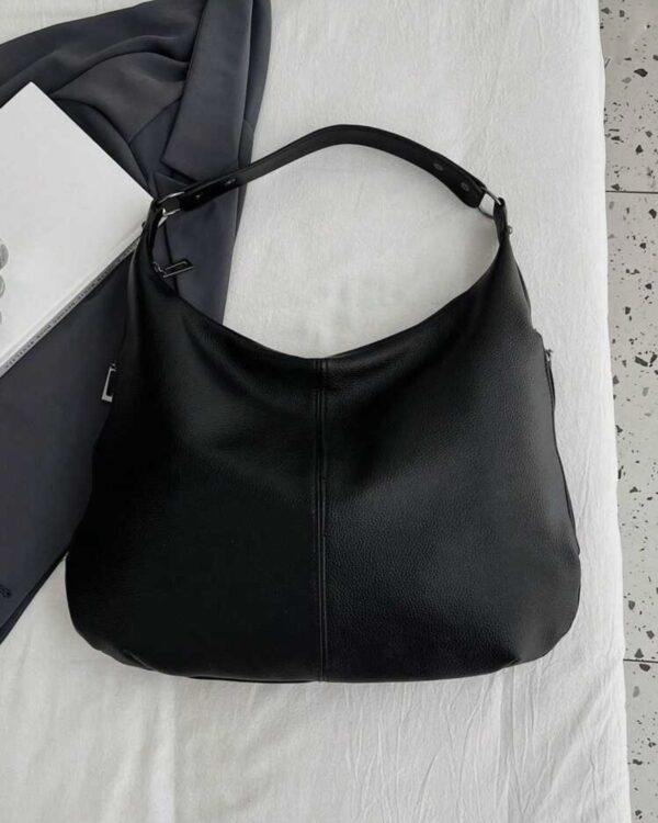 Borsa nera a spalla similpelle - immagine 3