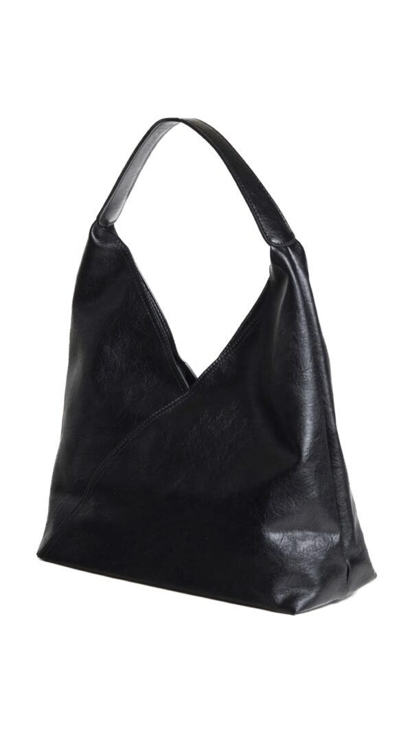 Borsa nera a spalla similpelle - immagine 3