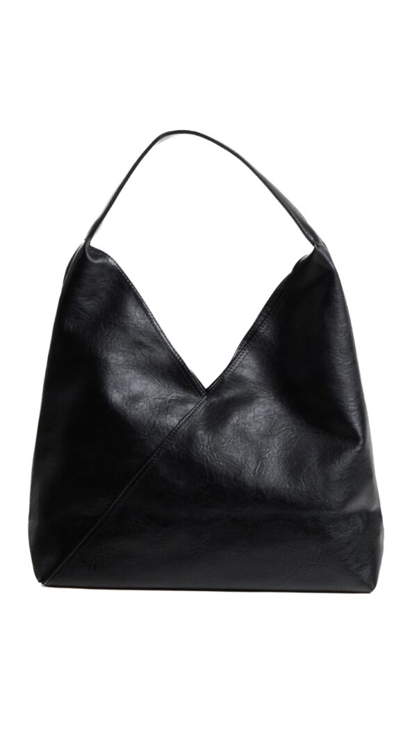 Borsa nera a spalla similpelle - immagine 2