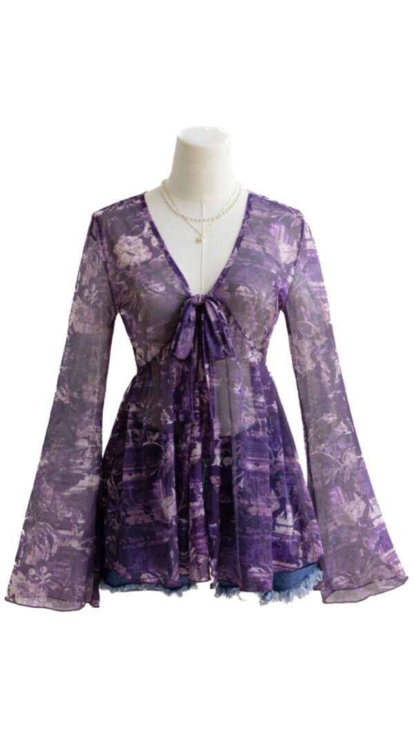 Camicetta Viola Elegante Taglia Unica - immagine 2