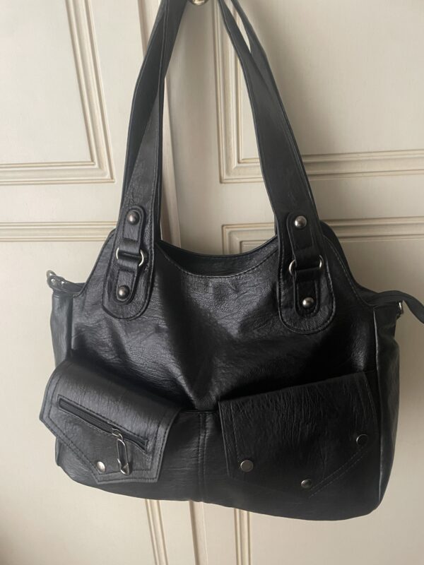 Borsa Nera Maxi Elegante in Pelle Vegana - immagine 2