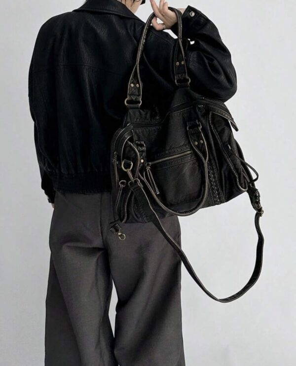 Borsa Nera Vintage in Pelle: Eleganza Classica - immagine 7