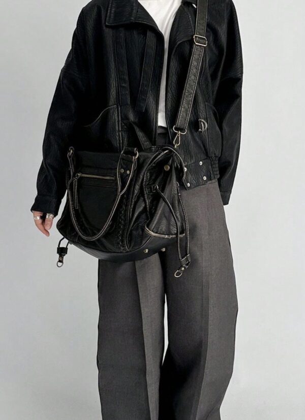 Borsa Nera Vintage in Pelle: Eleganza Classica - immagine 5